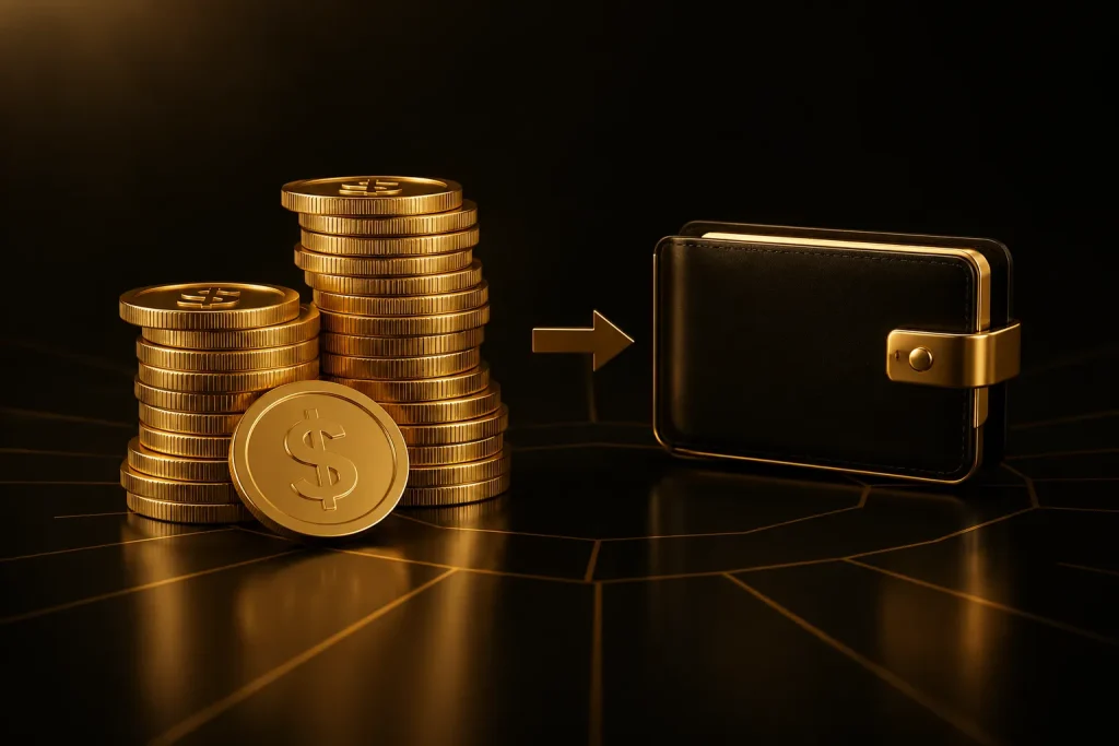 Gold transfer and wealth concept Gold transfer and wealth concept