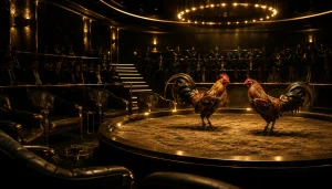 Opulent underground arena at dusk